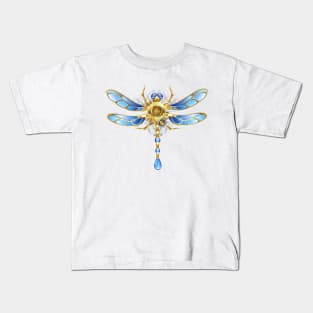 Mechanical Dragonfly on a White Background ( Steampunk ) Kids T-Shirt